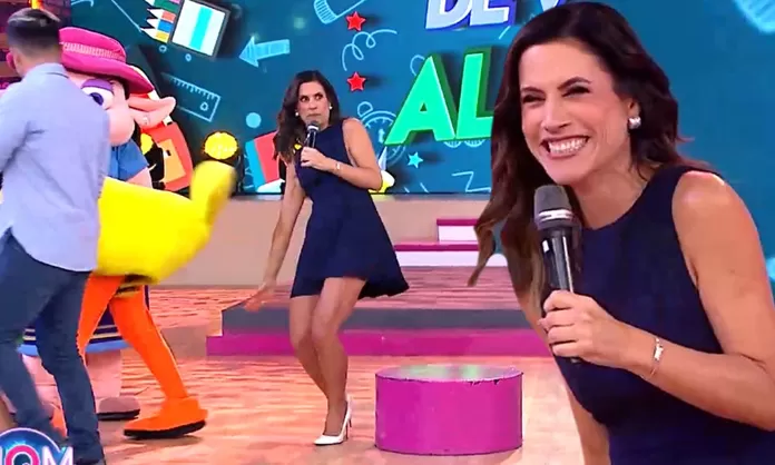 María Pía Copello sufrió percance con su vestido en vivo