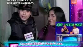 	<p>Andy V junto a Lourdes Sacín y su hijo Loan</p>