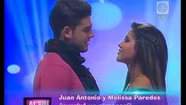 	<p>Melissa Paredes y Juan Antonio Peña jugaron al reto de las miradas.</p>