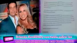 Orlando Fundichely habla sobre su divorcio con Karina Rivera