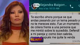 	<p>WhatsApp: Alejandra Baigorria se disculpó así con Jenny Kume por amenazas.</p>