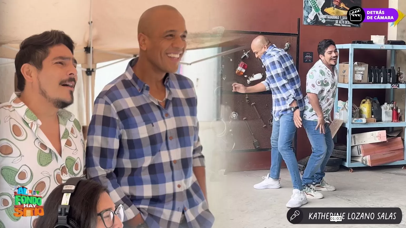 Erick Elera y Alejandro Villagomez viendo su escena