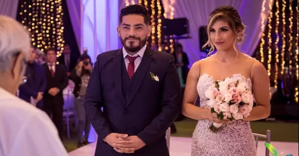 Erick Elera en su boda con Allison Pastor.