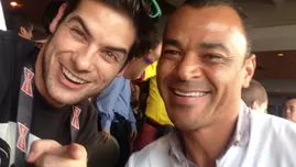 	<p>Andrés Wiese junto al futbolista brasileño Cafu</p>