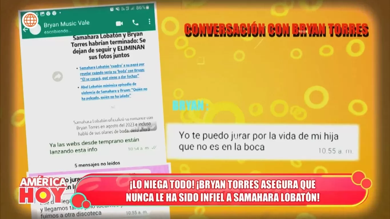 Bryan Torres negó infidelidad a Samahara Lobatón. (Foto: América TV)