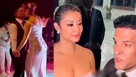 Domínguez y Karla Tarazona: Cantan "La incondicional" en su boda