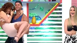 Fabio Agostini sorprendió a Janet Barboza al cargarla en vivo.