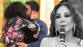 Janet Barboza se incomodó al recordar apasionado beso con su expareja.