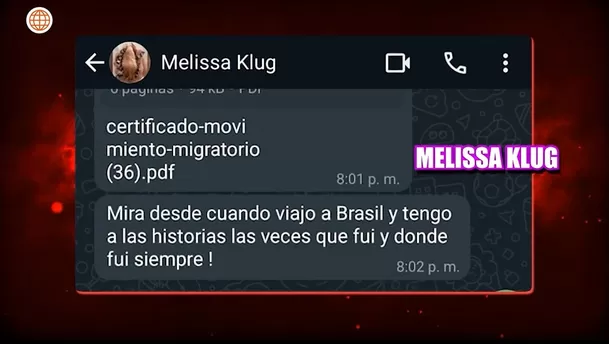 Melissa Klug aclara sus viajes a Brasil. (Foto: América Hoy)