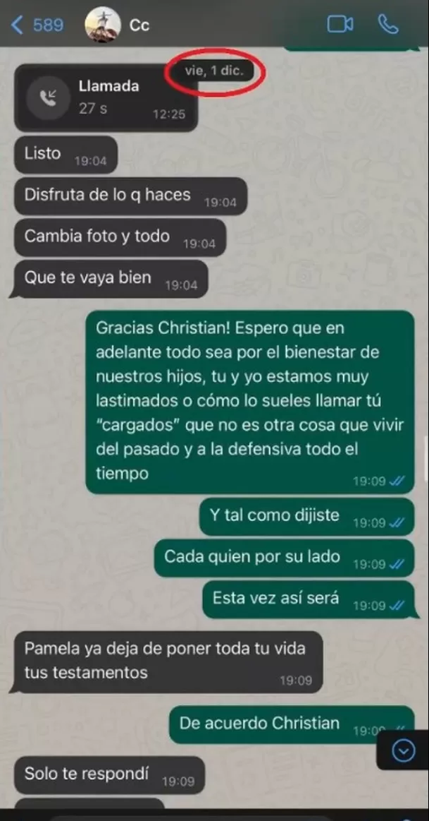 Chat exclusivo entre Pamela López y Christian Cueva