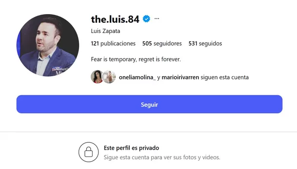 Instagram de Luis Felipe Zapata