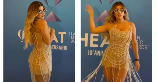 Yahaira Plasencia en la alfombra roja de los Premios Heat 2024.