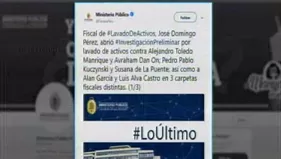 Caso Odebrecht: Fiscalía abre investigación a PPK, Alan García y Alejandro Toledo