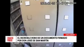 	<p>El increíble robo de un documento firmado por don José de San Martín. Foto: captura</p>