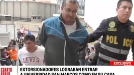 	<p><span class="caps">UNMSM</span>: detienen a 15 extorsionadores que ingresaban y ped&iacute;an cupos a trabajadores. (Foto: Captura/Video: Cuarto Poder)</p>