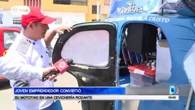 Joven emprendedor convirtió su mototaxi en una cevichería rodante 