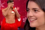 Austin Palao puso "nerviosa" a Tatiana Calmell vestido de sexy Papá Noel