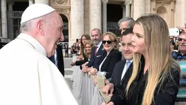 	<p>Brunella Horna y Richard Acuña conocieron al Papa Francisco.</p>