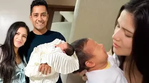 Gustavo Borjas presentó a su hijo Massimo en televisión junto a su novia Antuanet