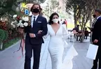 Karina Jordán y Diego Carlos Seyfarth lucieron diseños exclusivos en su boda civil