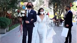 	<p>Karina Jordán y Diego Carlos Seyfarth lucieron diseños exclusivos para su boda civil.</p>