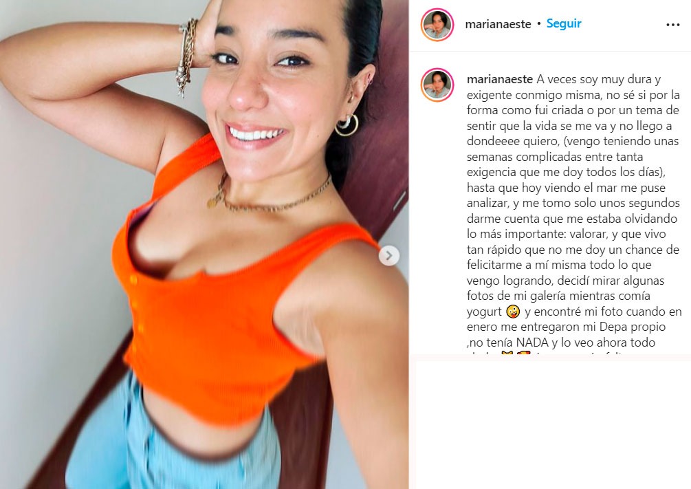 Marianita Espinoza anunció en Instagram que se compró su propio departamento.