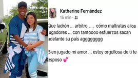 	<p>Perú vs. Brasil: esposa de Pedro Aquino arremetió contra el árbitro Julio Bascuñán.</p>