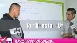 	<p>Puma Carranza en su primera clase de inglés: The U is the U.</p>