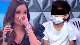 Tracy Freundt llora al presentar a su hijo en televisión.