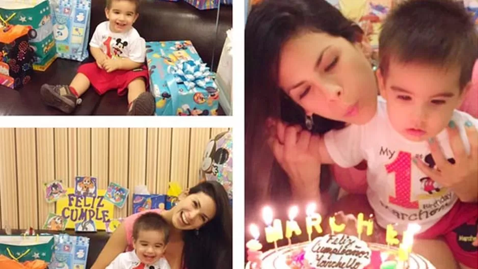 Sully Sáenz festejando el primer año de Marchello.