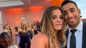 Alejandra Baigorria reaccionó así al no poder agarrar bouquet de matrimonio frente a Said Palao