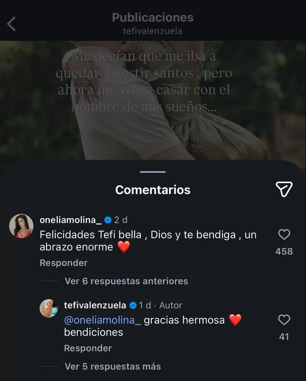 Foto: Instagram de Tefi Valenzuela.