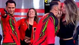 Fabio Agostini le dio un tierno beso a su novia Gabrieli Moreira.