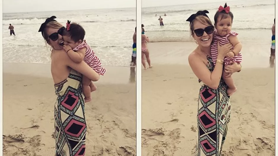 Gia Pesaressi se divirtió así en su primer día de playa.