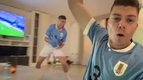 Ignacio Baladán y su eufórica celebración por gol de Uruguay