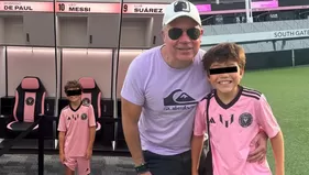 Mathías Brivio se lució con su hijo en los camerinos de Lionel Messi