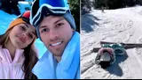 Luciana Fuster sufrió aparatosa caída tras su fallido intento de practicar esquí junto a Patricio Parodi