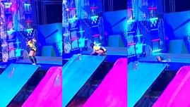 Melissa Loza sufrió aparatosa caída a la piscina.