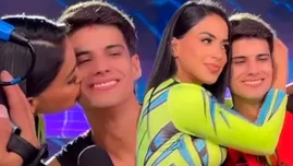 Onelia Molina dio tierno beso a Kevin en detrás de cámaras. | Fuente: Instagram Guerreros y Combatientes Perú