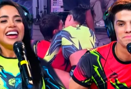 Onelia Molina y Kevin Díaz fueron sorprendidos infraganti en detrás de cámaras. | Fuente: América Televisión