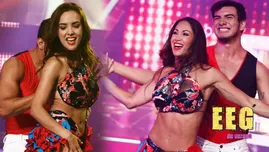 	<p>Melissa Loza y Rosángela Espinoza bailaron al ritmo de cumbia</p>