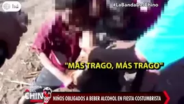 	<p>Niños son obligados a beber alcohol durante fiesta costumbrista.</p>