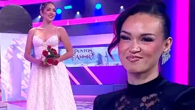 Angie Arizaga se conmovió en vivo al ver vestido de novia