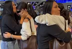 Tula Rodríguez lloró al despedir a Valentina en el aeropuerto