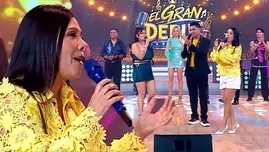 Tula casi casi sufre caída | Composición: Katherine Lozano | Fuente: América Televisión
