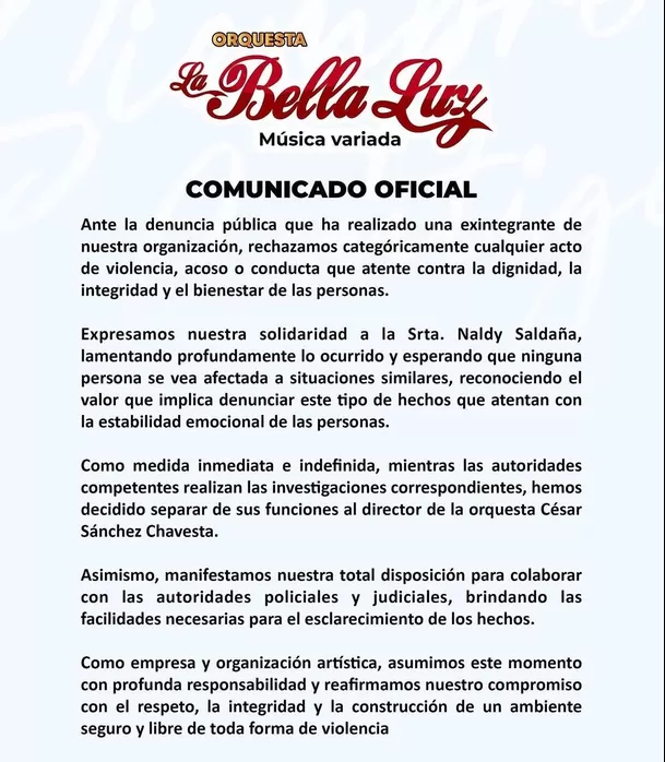 Comunicado de La Bella Luz.