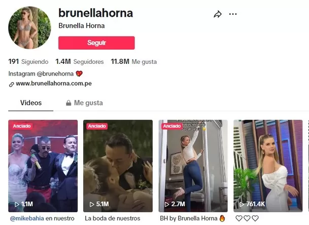 Brunella Horna y su cuenta de TikTok. (Foto: TikTok)