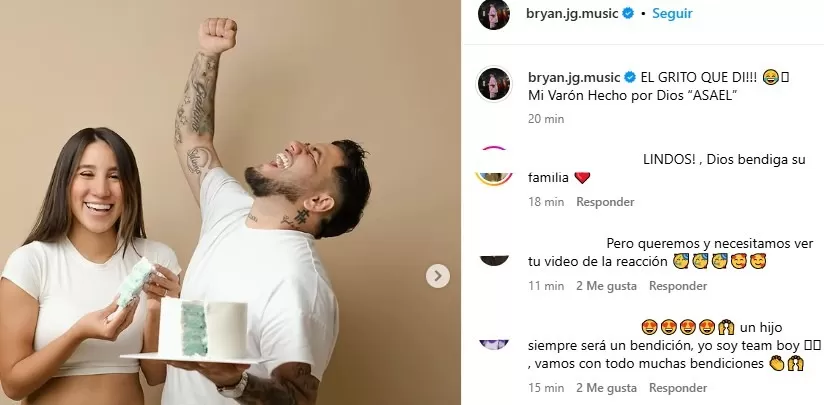 Así reaccionó Bryan Torres al enterarse del sexo de su bebé