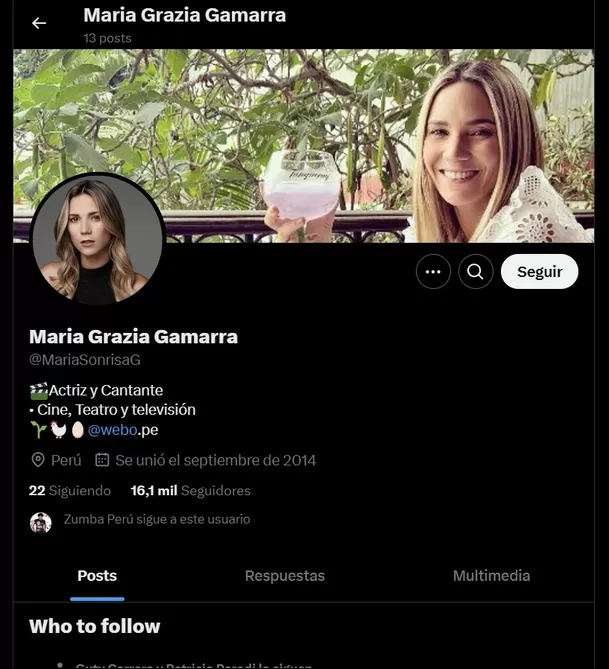 "X", ex Twitter, de María Grazia Gamarra.