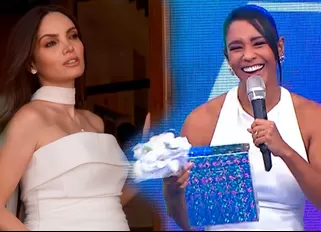 Rocío Miranda con el 'bouquet' de Carol Reali | Composición: Katherine Lozano | Fuente: América Televisión e Instagram carolreali